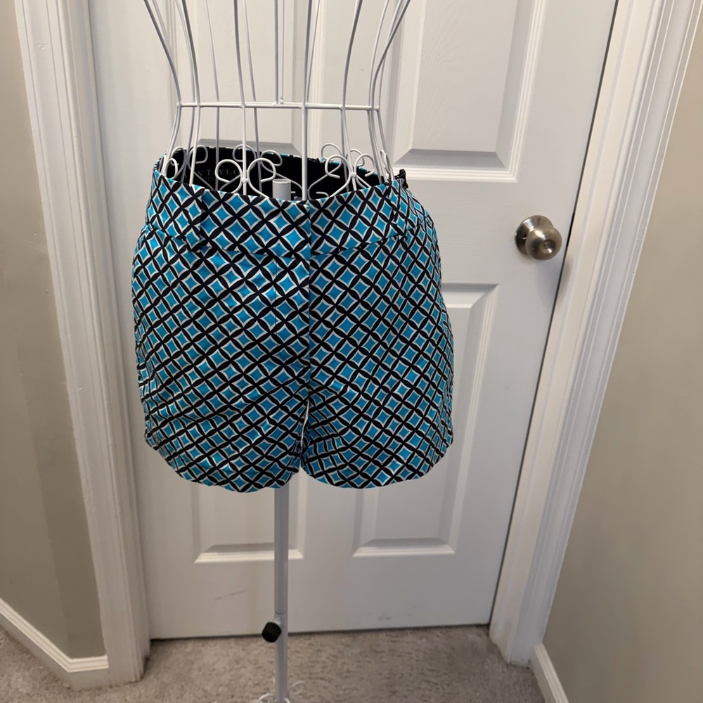Ann Taylor Geometric Blue and Black Women's Bermudas